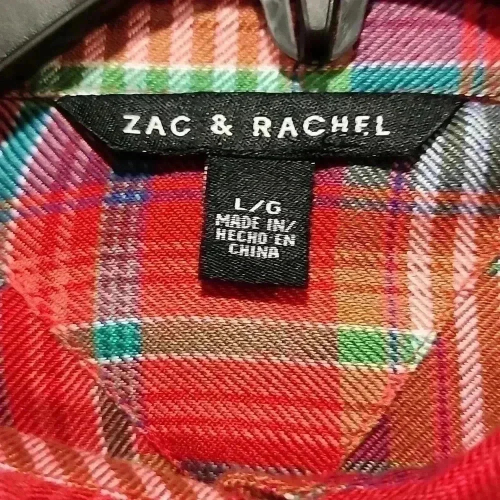 Zac & Rachel Button-down Plaid shirt size LG (T182 5.5) - Picture 4 of 6